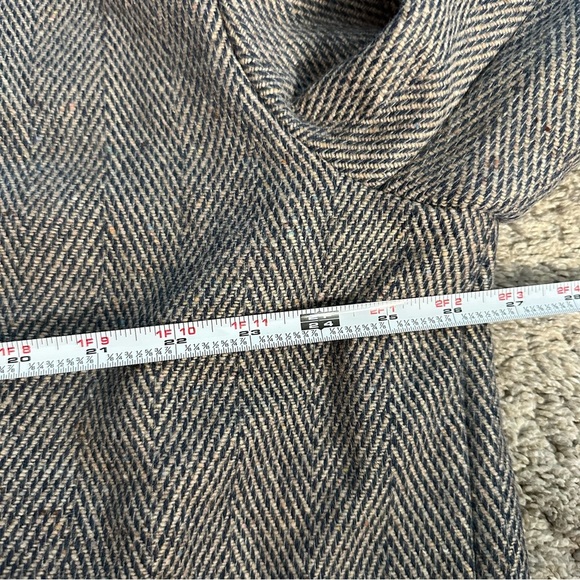 Madewell Fringed Herringbone Robe Coat Large XL gray navy wool blend open light - Picture 13 of 16